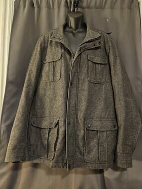 Marc Anthony Men's Wool Blend Herringbone Field Jacket Grey Black - Size XXL